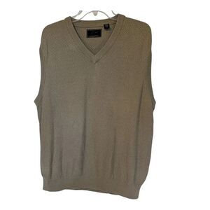 Greg Norman Tan Sweater Vest Size Large Waffle Knit V-neck Pullover GUC
